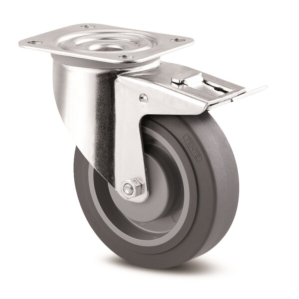 Feba Neznačkující kolo 100 mm,otočné s brzdou,šedá supratech 2075