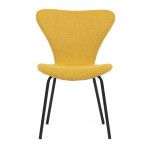Židle jídelní, žlutá látka, nohy černý kov