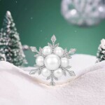 Luxusní brož Sněhová vločka - sladkovodní perly, Stříbrná Bílá