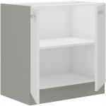 Spodní skříňka 80 D 2F BB Barva korpusu: Šedá, Barva dvířek: Krémový lesk (Karmen)