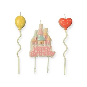Dortisimo Svíčky Happy Birthday růžové se zámkem a balónky (3 ks)
