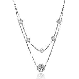 Ocelový náhrdelník se zirkony Alfonsa - strom života, Stříbrná 40 cm + 5 cm (prodloužení)