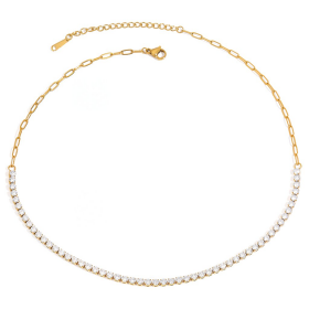 ELENYS Tennis Chain 3 mm – pozlacený náhrdelník 18K žluté zlato Délka: 38+5 cm / max. 43 cm