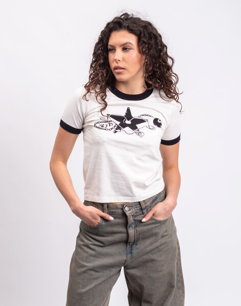 Tričko Carhartt WIP W' S/S Outlaw Star Ringer T-Shirt Wax/Black heavy stone wash