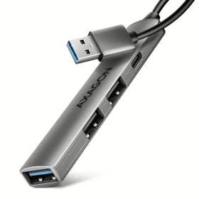 AXAGON HUE-STA, 4x USB ALU STRIP hub, 1x USB-A 5Gbps, 2x USB-A 1x USB-C 480Mbps, kabel USB-A 12cm (HUE-STA)