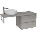 CERANO - Koupelnová skříňka Carole - betonově šedá + deska pod umyvadlo Navira Slim - 18 mm + konzole chrom - 120x46x49,8 CER-606099