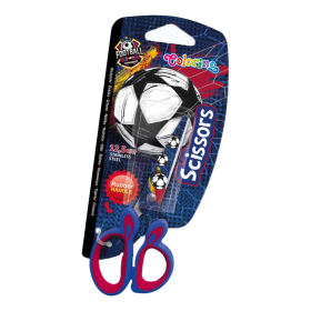 Dětské nůžky potiskem Colorino Football, kulaté, 12,5 cm, asymetrické