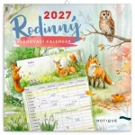 NOTIQUE Rodinný plánovací kalendář Zvieratká 2027 / Nástěnný kalendář / 30 × 30 cm