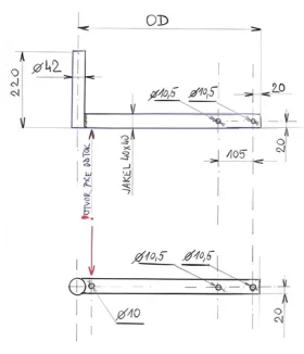CSAT KBV370+2Z5M / Konzola na stožár / Délka 22 cm / Odsazení 37 cm (KBV370+2Z5M)