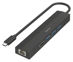 Hama USB-C Multiport hub černá / USB-C hub / 6 portů / 3× USB-A / HDMI / LAN (00200144)