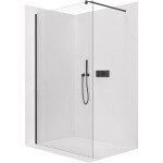 CERANO Sprchová zástěna Walk-in Onyx Round L/P - 8 mm - kulatá vzpěra - černá matná, transparentní sklo - 150x200 cm