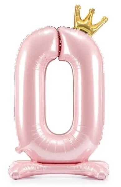 Balónek číslo 0 stojící růžový s korunkou 84 cm Balónek číslo 0 stojící růžový s korunkou 84 cm