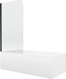 MEXEN/S - Cubik obdélníková vana 160 x 70 cm s panelem + vanová zástěna 70 cm, transparent, černá 550316070X9007017000