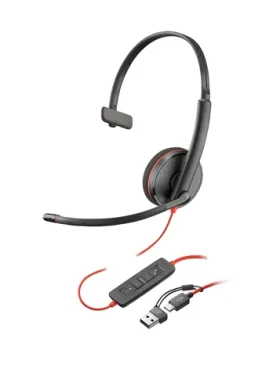 Poly Blackwire 3210 černá / Náhlavní souprava / mikrofon / jedno sluchátko / USB-C/A (8X2J8A6)