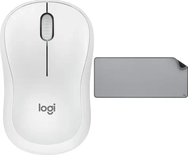 Logitech M240 Silent bílá + Studio Series Mid Grey / Sada bezdrátová myš a podložka / optická / 4000 DPI / USB přijímač