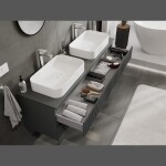 MEXEN/S - Rivel koupelnová skříňka pod umyvadlo 160, 2 zásuvky, reliéf , grafit mat 91A20-16047-2-BFF66