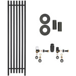 CERANO - Koupelnový radiátorový set Valerio - ústřední vytápění - boční připojení - 872W - černá matná - 1560x390 mm CER-663503