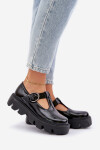 Lakované Kožené Polobotky S Přezkou Černé Zazoo 20183 36