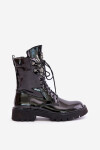 Lakované Boty Pracovníky Se Zdobením Zateplené D&A Černé MR880-080 37
