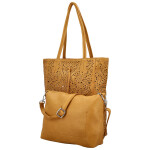 Módní dámský koženkový set kabelek Safira, žlutý