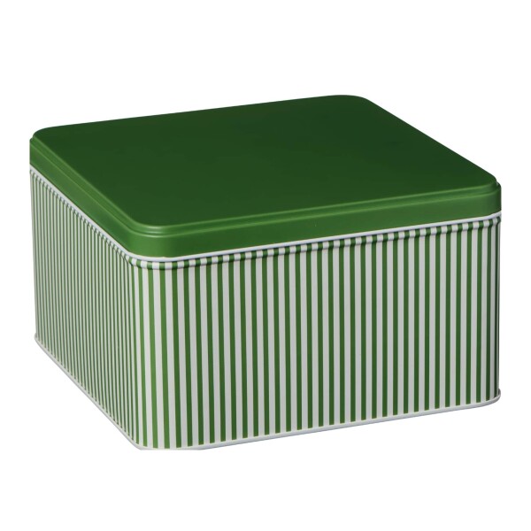 Ib Laursen Plechový box s víkem Green Stripes Large, zelená barva, kov