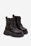 Dívčí členkové boty s teplou podšívkou s ozdobou LOVE Černé Rosaira 26