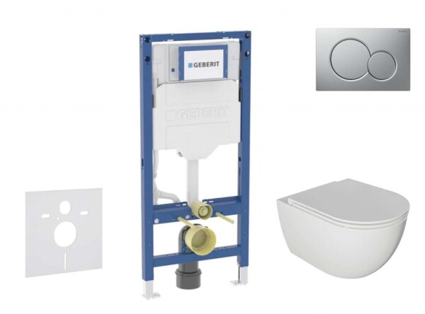 GEBERIT - Duofix Set předstěnové instalace, klozetu Oudee a sedátka softclose, tlačítko Sigma01, lakovaný matný chrom SANI11CA1123B