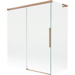 MEXEN/S - Rox L vanová zástěna 2-křídlová posuvná 140 + 70 x 150, transparent, měď kartáčovaná 8C9L-140-070-65-00