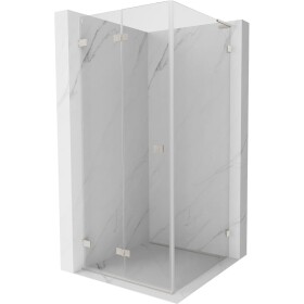 MEXEN/S - Lunar-F L sprchový kout skládací dveře levá 90 x 90, transparent, nikl kartáčovaný 836L-090-090-97-00-L