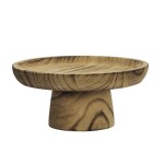 MADAM STOLTZ Dřevěný servírovací stojan Dark Natural Ø 30 cm, přírodní barva, dřevo,