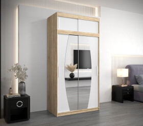 Šatní skříň Abi E0 s nástavcem Barva korpusu: Dub Sonoma, Rozměry: 120 cm, Dveře: Bílá