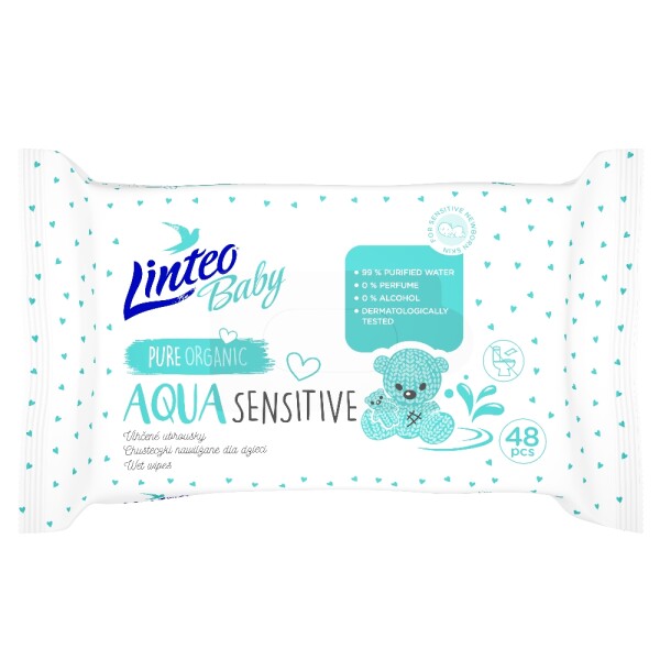 Linteo Baby Dětské vlhčené ubrousky AQUA SENSITIVE 48ks