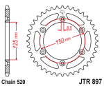 JT Sprockets Řetězová rozeta JT na CFMOTO 450MT-46 zubů, 520