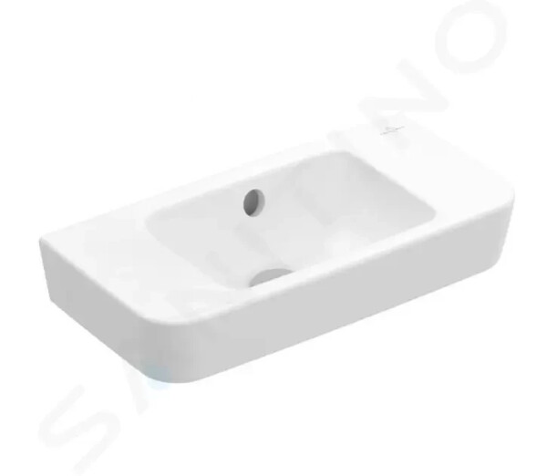 VILLEROY & BOCH - O.novo Umývátko Compact 500x250 mm, s přepadem, bez otvoru pro baterii, CeramicPlus, alpská bílá 434252R1