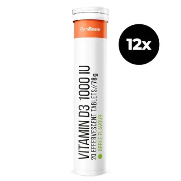 Vitamín D3 1000 IU šumivý - GymBeam (zelené jablko, 12 x 20 tab) (93808-5-zelenéjablko-12x20tab-1)