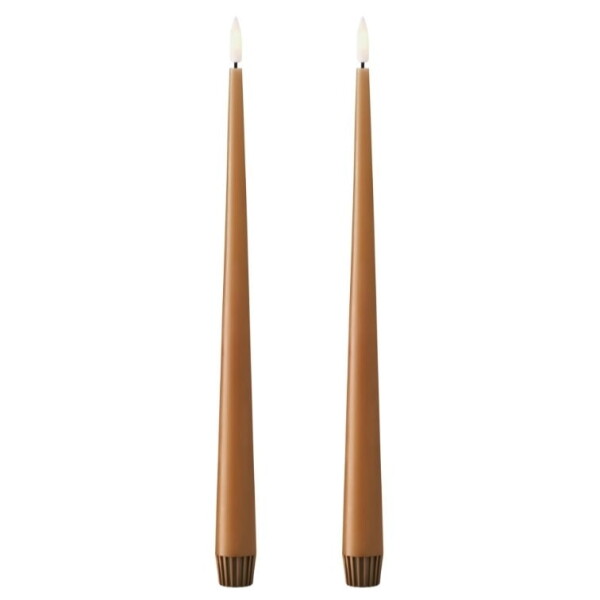 Ester & erik LED svíčka Taper 30 cm / 23 Raw toffee – set 2 ks, hnědá barva, plast, vosk