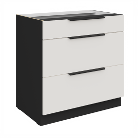 Spodní skříňka Aria 80 D 3S BB - Premium Box Barva korpusu: Černá, Barva dvířek: WH - Crystal white AFM