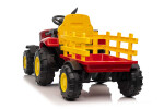 Mamido Dětský elektrický traktor s vlečkou 12V 7Ah EVA kola ECO kůže červený