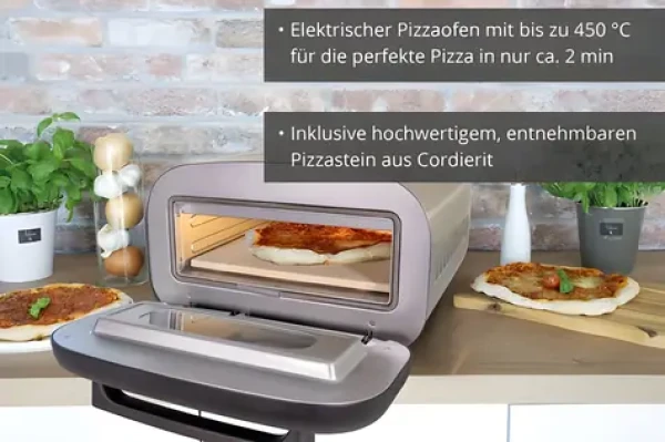Unold 68806 Alfredo nerez/černá / Elektrická pec na pizzu / 1700 W / teplota 80-450 °C / pro pizzy do 30 cm (68806)
