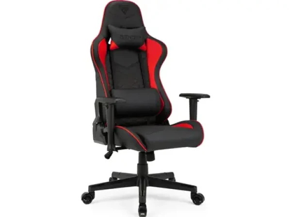 SENSE7 Spellcaster černo-červená / Herní židle / Ekokůže / nastavitelná / pojezdová kolečka / nosnost 150 kg (5907783039737)