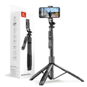 Crong SelfieGo Ultra / Selfie tyč s tripodem / Bluetooth / hliníková / 33–157,5 cm (CRGSGU1BLK)