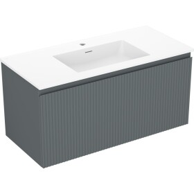 MEXEN/S - Rivel koupelnová skříňka 100 cm s umyvadlem Otis, 1 šuplík, reliéf , grafit mat/bílá mat 91A20-10047-1-BF66-W18M01