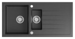 SAPHO - Granitový vestavný dřez s odkapem a vaničkou, 96x48cm, černá GR1334