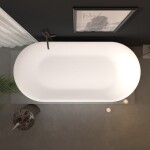 Erga Rhea, volně stojící vana 170x80 cm + odtoková zátka, bílá lesklá, ERG-RHEA-170080-WH-WH