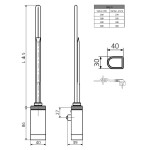 SAPHO - ONE D topná tyč s termostatem, 600 W, levá, chrom ONE-DL-C-600
