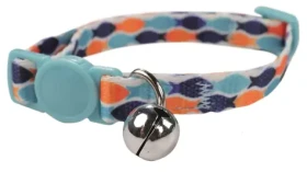 M-Pets Zany Eco ryby modro-oranžová / Obojek pro kočky / Recyklovaný plast / S rolničkou / 20-30 cm (353254)