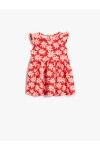 Koton Girl's Patterned Floral Short Sleeve Dress