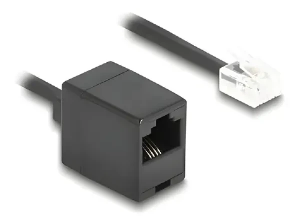 Delock RJ11/RJ45 černá / Telefonní spirálový kabel / 5m (90114)