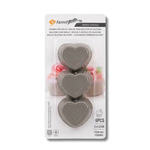 Dortisimo Silikonové košíčky na mini muffiny Srdíčka (na 6 ks) 3,5 cm