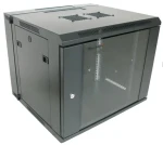 XtendLan Nástěnný rozvaděč 9U/600x550 / Nástěnný rozvaděč / dvoudílný / skleněné dveře (WD-9U-65-BLACK-P)